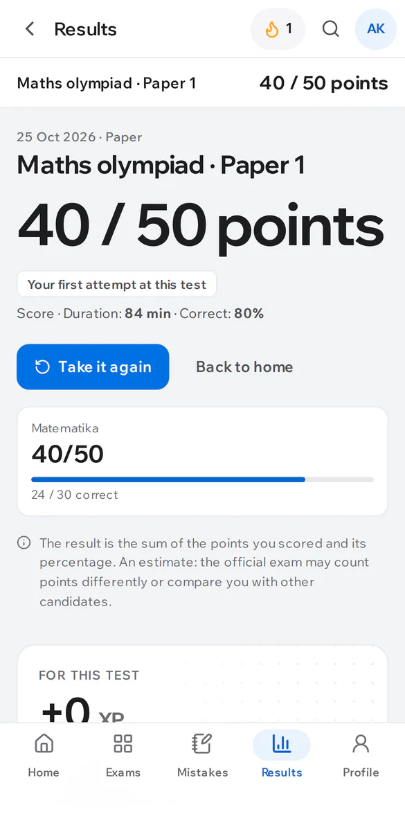 An IELTS result on a phone: overall band and section scores